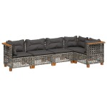 vidaXL Set canapea de grădină cu perne, 5 piese, gri, poliratan vidaXL Set canapea de grădină cu perne, 5 piese, gri, poliratan