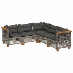 vidaXL Set canapea de grădină cu perne, 5 piese, gri, poliratan vidaXL Set canapea de grădină cu perne, 5 piese, gri, poliratan