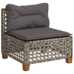 vidaXL Set canapea de grădină cu perne, 5 piese, gri, poliratan vidaXL Set canapea de grădină cu perne, 5 piese, gri, poliratan