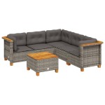 vidaXL Set mobilier grădină cu perne, 6 piese, gri, poliratan