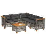 vidaXL Set mobilier grădină cu perne, 6 piese, gri, poliratan