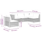 vidaXL Set canapea de grădină cu perne, 5 piese, gri, poliratan
