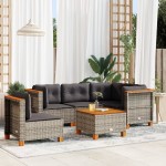 vidaXL Set mobilier grădină cu perne, 6 piese, gri, poliratan vidaXL Set mobilier grădină cu perne, 6 piese, gri, poliratan