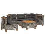 vidaXL Set mobilier grădină cu perne, 6 piese, gri, poliratan
