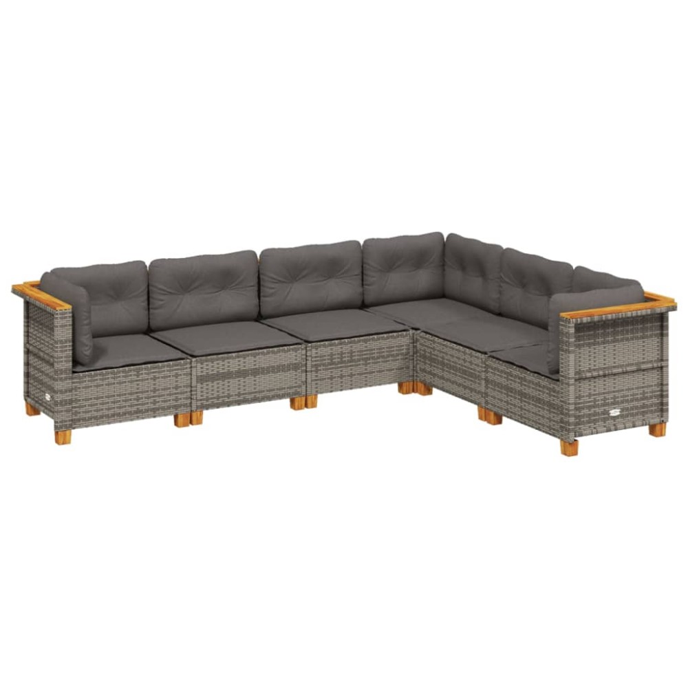 vidaXL Set mobilier grădină cu perne, 6 piese, gri, poliratan