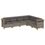 vidaXL Set mobilier grădină cu perne, 6 piese, gri, poliratan vidaXL Set mobilier grădină cu perne, 6 piese, gri, poliratan