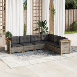 vidaXL Set mobilier grădină cu perne, 6 piese, gri, poliratan vidaXL Set mobilier grădină cu perne, 6 piese, gri, poliratan