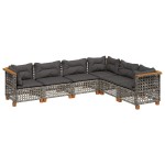 vidaXL Set mobilier grădină cu perne, 6 piese, gri, poliratan