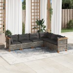 vidaXL Set mobilier grădină cu perne, 6 piese, gri, poliratan