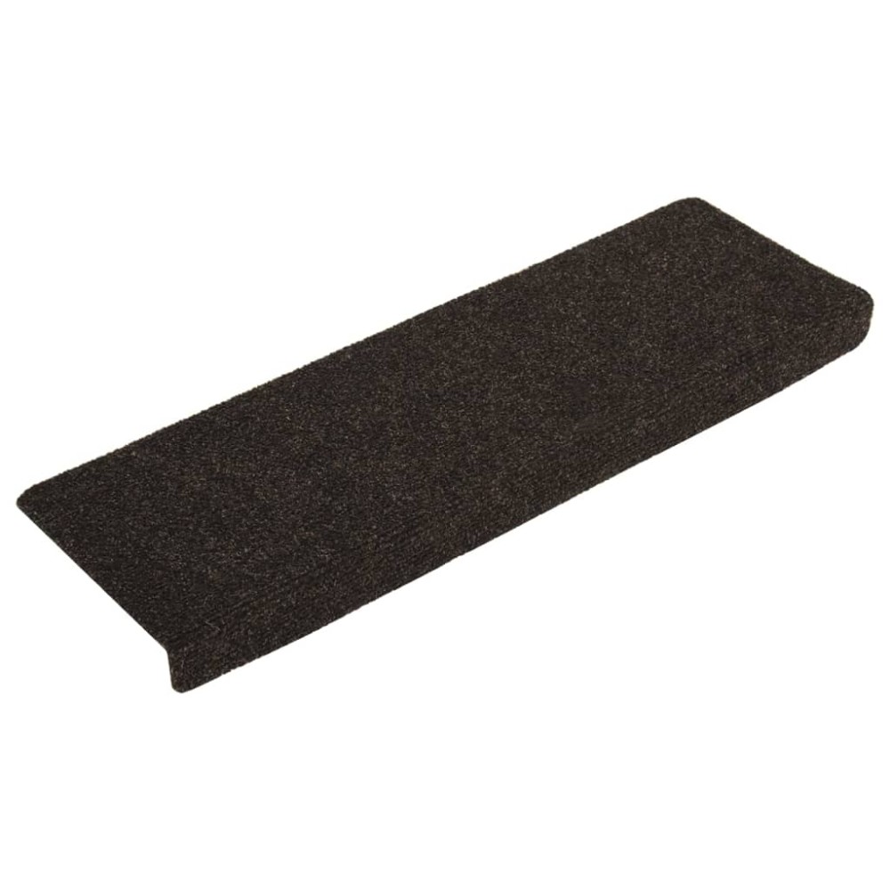 vidaXL Covorașe autoadezive pentru scări, 15 buc., 65x21x4 cm, maro închis, cu margini dreptunghiulare