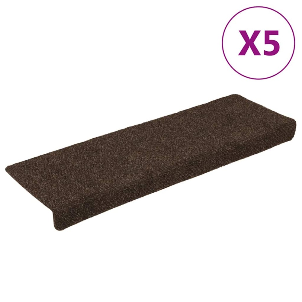 vidaXL Covorașe autoadezive pentru scări, 15 buc., 65x21x4 cm, maro, cu margini dreptunghiulare