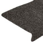 vidaXL Covorașe autoadezive pentru scări, 15 buc., 65x21x4 cm, antracit, cu margine dreptunghiulară