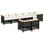 vidaXL Set mobilier de grădină cu perne, 8 piese, negru, poliratan vidaXL Set mobilier de grădină cu perne, 8 piese, negru, poliratan