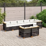 vidaXL Set mobilier de grădină cu perne, 8 piese, negru, poliratan vidaXL Set mobilier de grădină cu perne, 8 piese, negru, poliratan