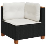 vidaXL Set mobilier de grădină cu perne, 9 piese, negru, poliratan