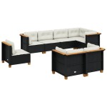 vidaXL Set mobilier de grădină cu perne, 8 piese, negru, poliratan vidaXL Set mobilier de grădină cu perne, 8 piese, negru, poliratan
