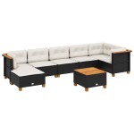 vidaXL Set mobilier de grădină cu perne, 8 piese, negru, poliratan vidaXL Set mobilier de grădină cu perne, 8 piese, negru, poliratan