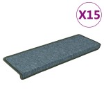 vidaXL Covorașe de trepte de scară, 15 buc., verde, 65x21x4 cm