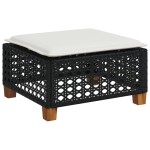 vidaXL Set mobilier de grădină cu perne, 8 piese, negru, poliratan