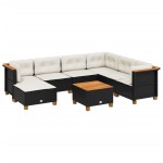 vidaXL Set mobilier de grădină cu perne, 8 piese, negru, poliratan vidaXL Set mobilier de grădină cu perne, 8 piese, negru, poliratan
