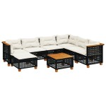 vidaXL Set mobilier de grădină cu perne, 8 piese, negru, poliratan vidaXL Set mobilier de grădină cu perne, 8 piese, negru, poliratan