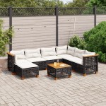 vidaXL Set mobilier de grădină cu perne, 8 piese, negru, poliratan vidaXL Set mobilier de grădină cu perne, 8 piese, negru, poliratan