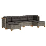 vidaXL Set mobilier grădină cu perne, 6 piese, gri, poliratan