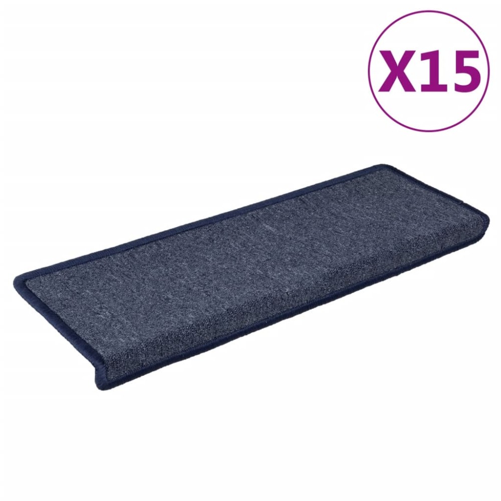 vidaXL Covorașe trepte de scară, 15 buc., gri și albastru, 65x21x4 cm