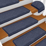 vidaXL Covorașe pentru scări, 15 buc., 65x21x4 cm, gri închis și albastru, margini dreptunghiulare vidaXL Covorașe pentru scări, 15 buc., 65x21x4 cm, gri închis și albastru, margini dreptunghiulare