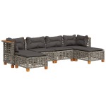 vidaXL Set mobilier grădină cu perne, 6 piese, gri, poliratan