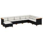 vidaXL Set mobilier de grădină cu perne, 8 piese, negru, poliratan