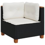 vidaXL Set mobilier de grădină cu perne, 8 piese, negru, poliratan
