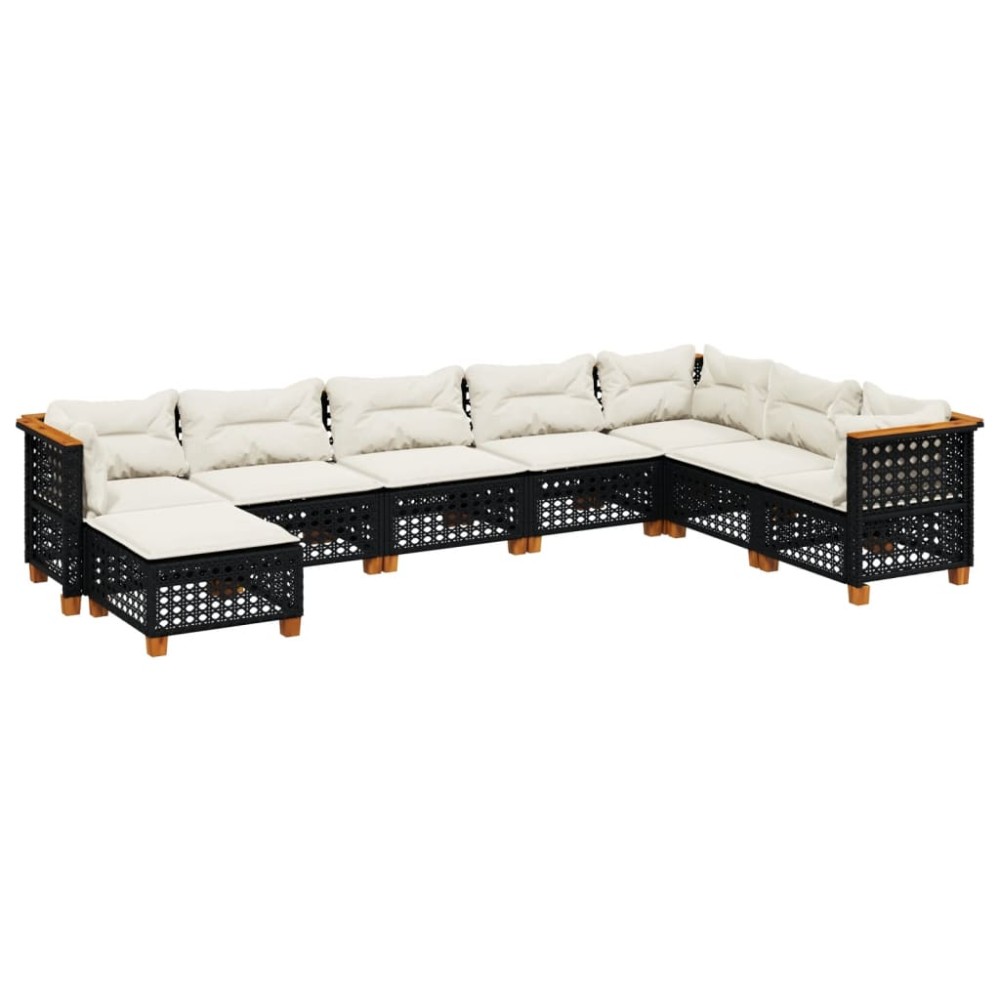 vidaXL Set mobilier de grădină cu perne, 8 piese, negru, poliratan