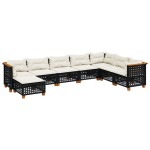 vidaXL Set mobilier de grădină cu perne, 8 piese, negru, poliratan