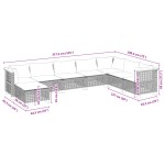 vidaXL Set mobilier de grădină cu perne, 8 piese, negru, poliratan