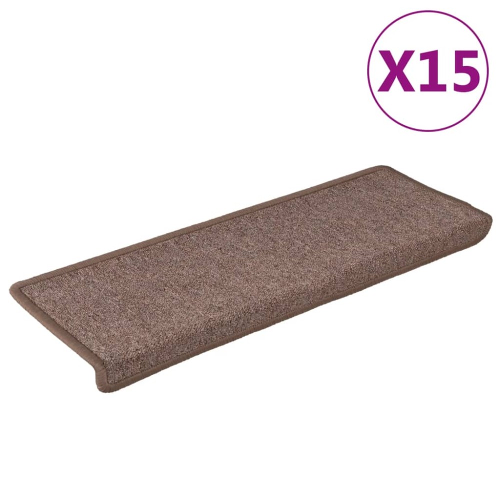 vidaXL Covorașe de trepte de scară, 15 buc., maro, 65x21x4 cm