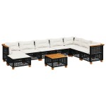 vidaXL Set mobilier de grădină cu perne, 9 piese, negru, poliratan vidaXL Set mobilier de grădină cu perne, 9 piese, negru, poliratan