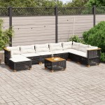 vidaXL Set mobilier de grădină cu perne, 9 piese, negru, poliratan vidaXL Set mobilier de grădină cu perne, 9 piese, negru, poliratan