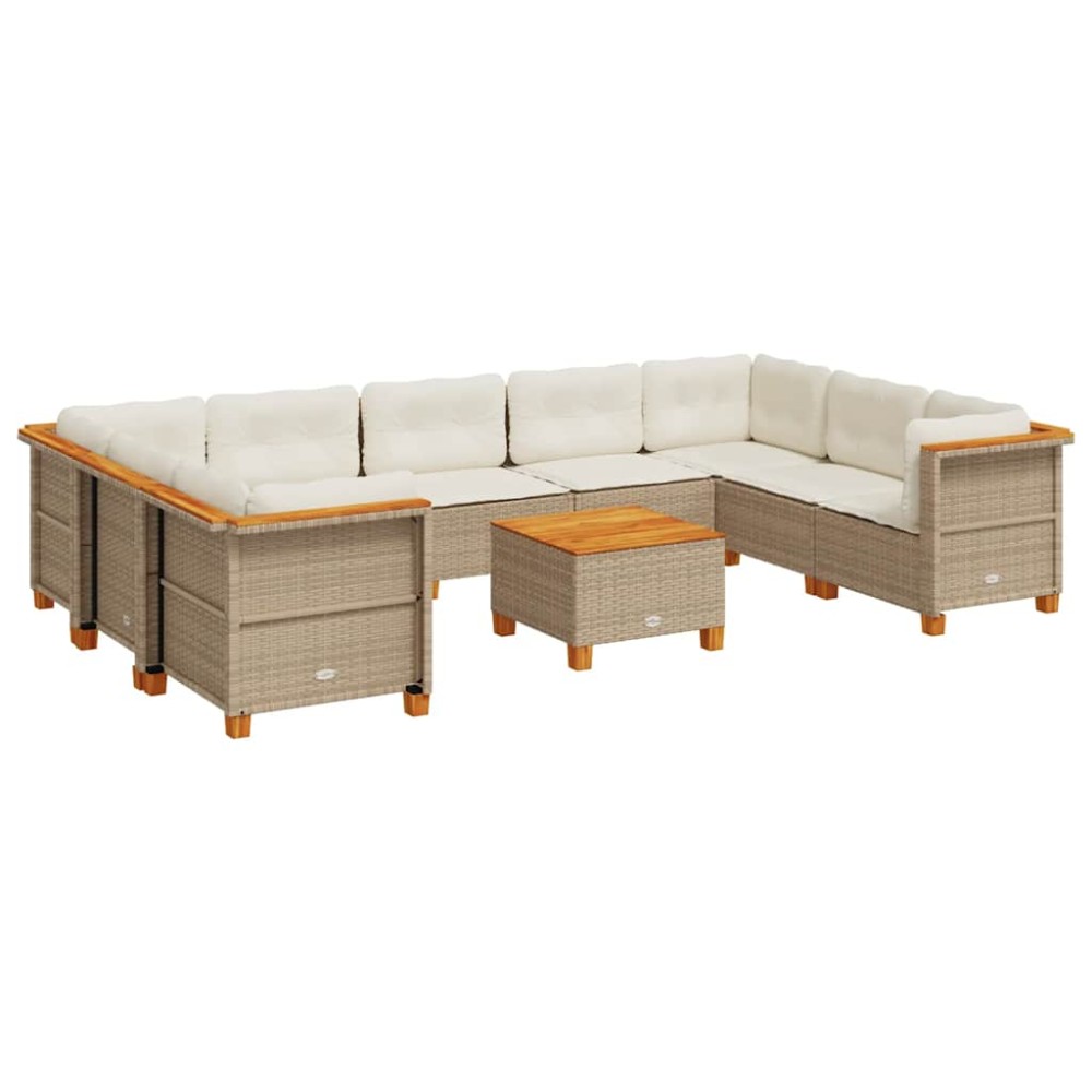 vidaXL Set canapele de grădină cu perne, 10 piese, bej, poliratan