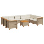 vidaXL Set canapele de grădină cu perne, 10 piese, bej, poliratan