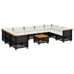 vidaXL Set canapele de grădină cu perne, 10 piese, negru, poliratan vidaXL Set canapele de grădină cu perne, 10 piese, negru, poliratan