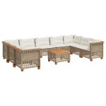 vidaXL Set canapele de grădină cu perne, 10 piese, bej, poliratan