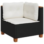 vidaXL Set mobilier de grădină cu perne, 9 piese, negru, poliratan