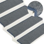 vidaXL Covorașe pentru scări, 15 buc., 65x21x4 cm, gri deschis și albastru, cu margini dreptunghiulare vidaXL Covorașe pentru scări, 15 buc., 65x21x4 cm, gri deschis și albastru, cu margini dreptunghiulare