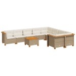 vidaXL Set canapele de grădină cu perne, 10 piese, bej, poliratan