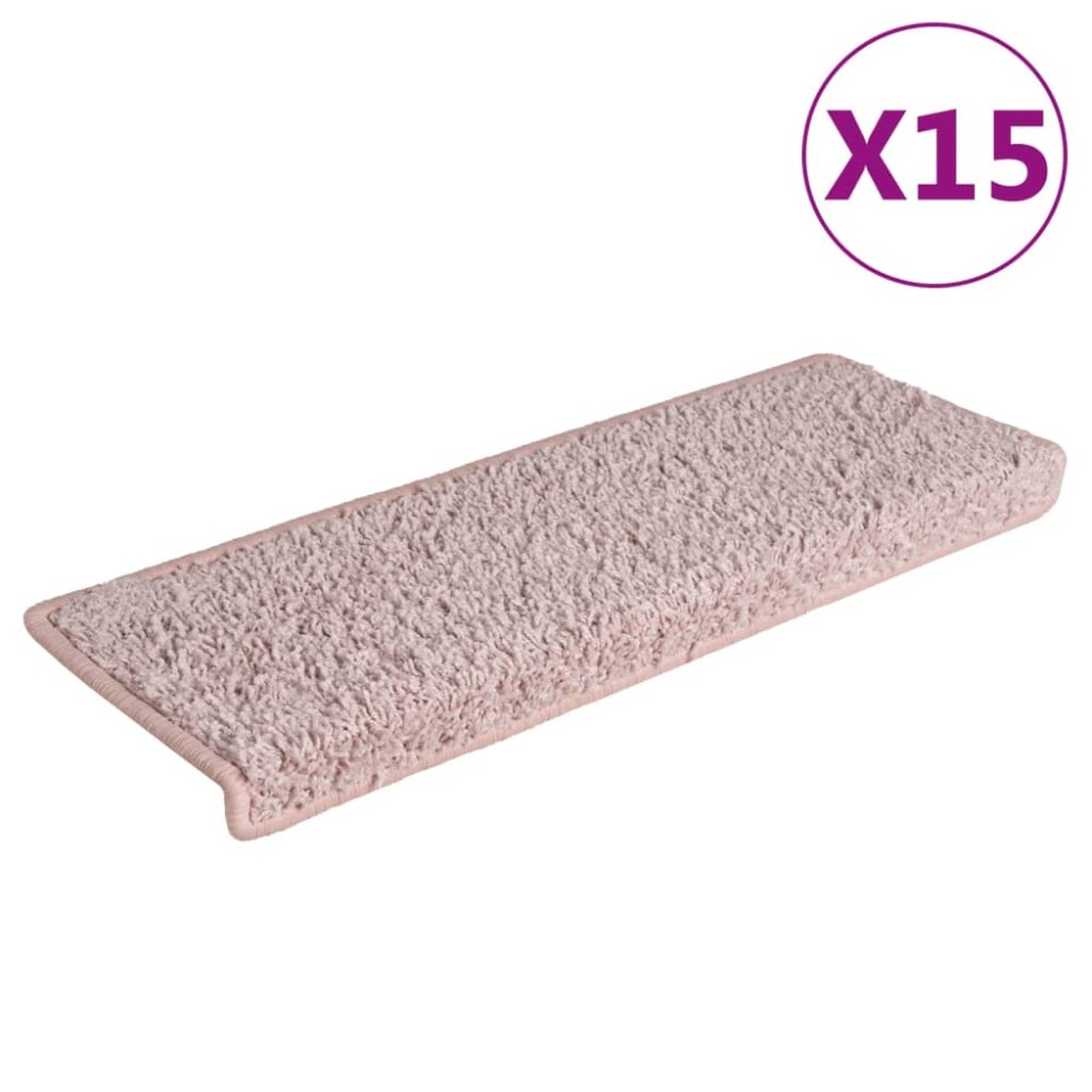 vidaXL Covorașe de trepte de scară,15 buc., alb și roz, 65x21x4 cm