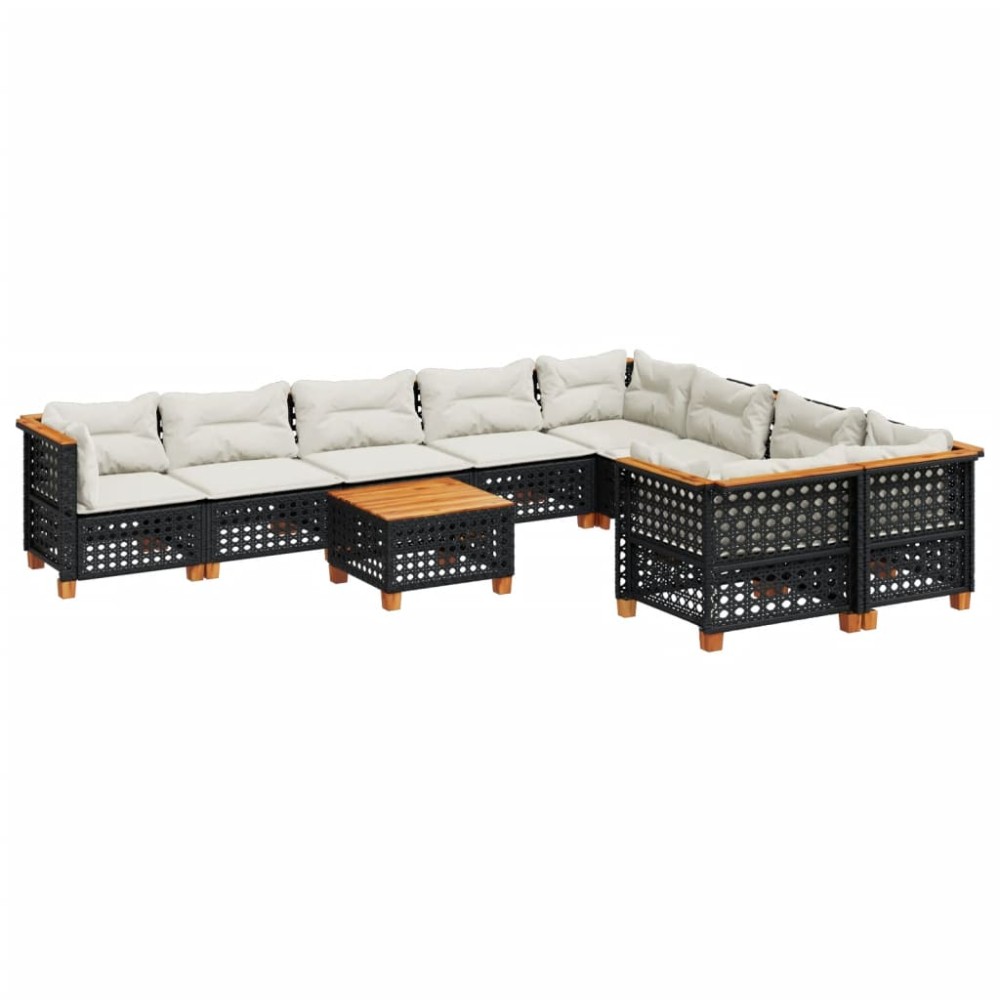 vidaXL Set canapele de grădină cu perne, 10 piese, negru, poliratan