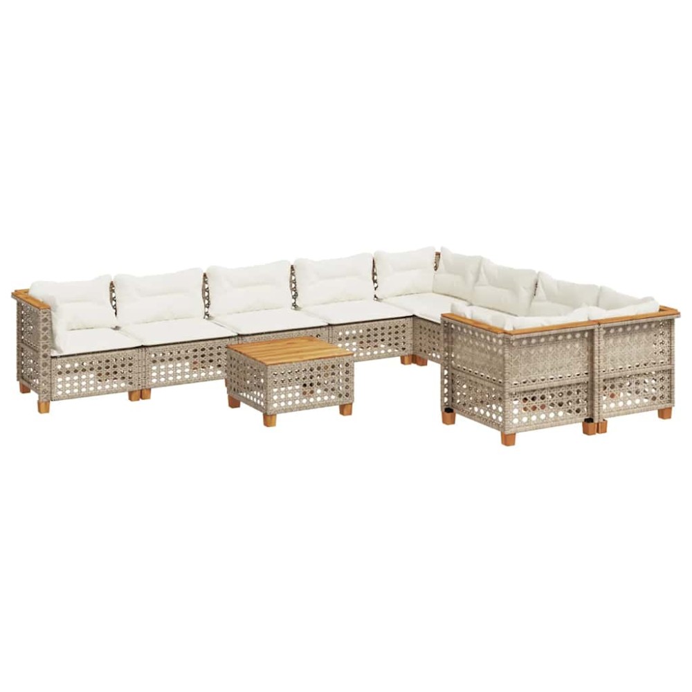 vidaXL Set canapele de grădină cu perne, 10 piese, bej, poliratan