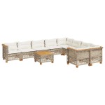 vidaXL Set canapele de grădină cu perne, 10 piese, bej, poliratan