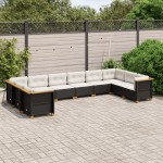 vidaXL Set canapele de grădină cu perne, 10 piese, negru, poliratan vidaXL Set canapele de grădină cu perne, 10 piese, negru, poliratan